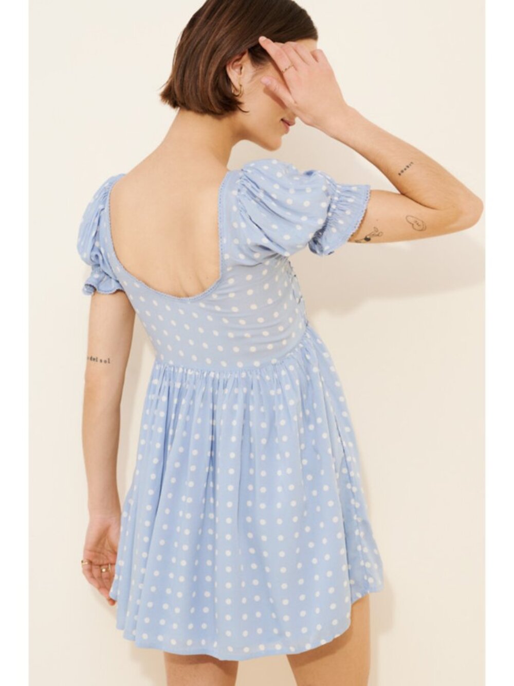 Free People Daisy Dots Mini Dress in Blue - Picture 2 of 6